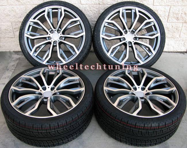 22" bmw 5-spoke style x5 3.0, 4.4, 4.8 staggered wheels tires - bmw x5 x6 rims