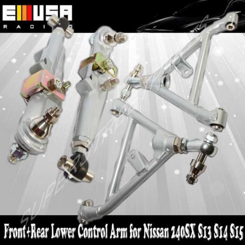 For nissan 240sx 1989-1994 s13 1995-1998 s14 f&amp;r  adj. lower control arms silver