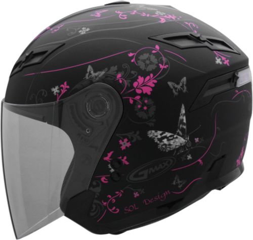 Gmax gm67s open face helmet pink butterfly - 5 sizes