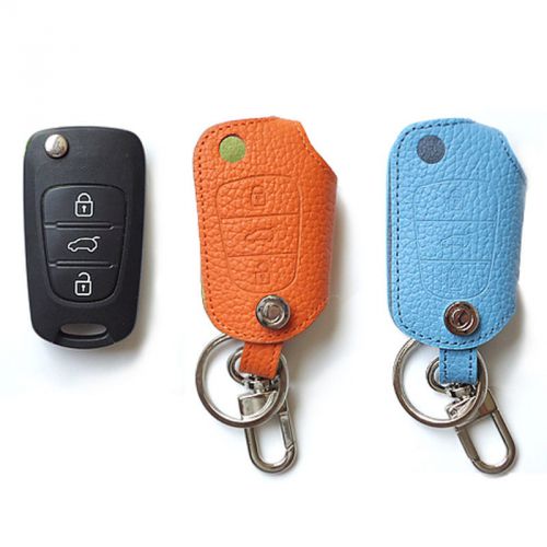Oem genuine smart key natural leather key cover case protection for hyundai, kia