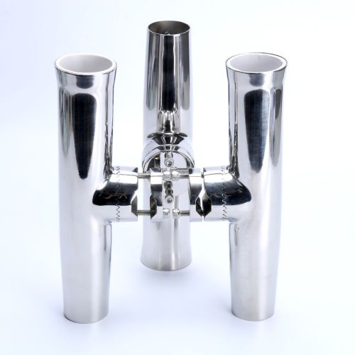 3pcs stainless tournament style clamp on fishing rod holder for rails 1&#034;to1-1/4&#034;