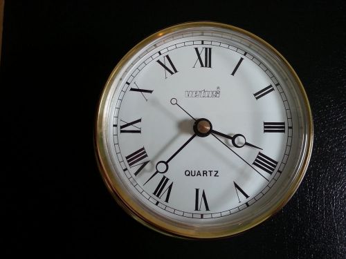 New vetus brass quartz clock 4&#034; face 4-1/2&#034; base roman numbers