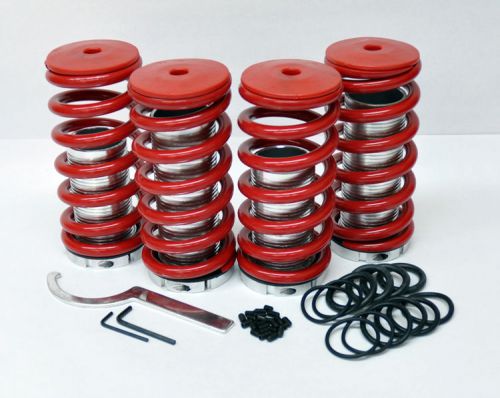 Honda adjustable 0-4&#034; red suspension coilovers lowering drop springs kit