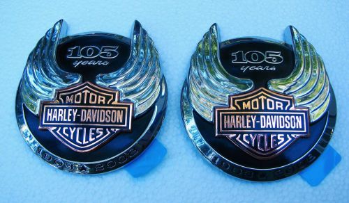Harley davidson nos pair 105 year anniversary tank emblems 1903-2008