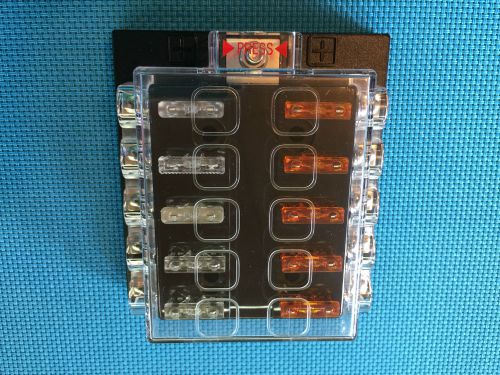Atc / ato medium 10 way covered fuse panel block with fuses