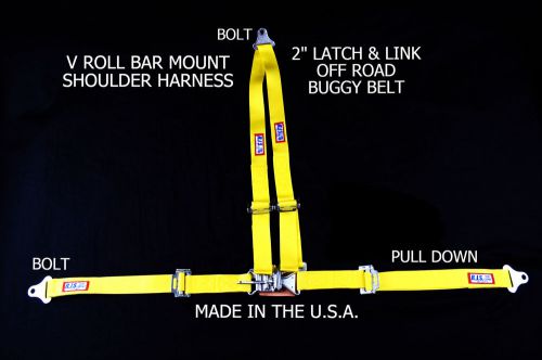 Rjs racing 2&#034; buggy off road seat belt 3 point v harness bolt in yellow  50550-6