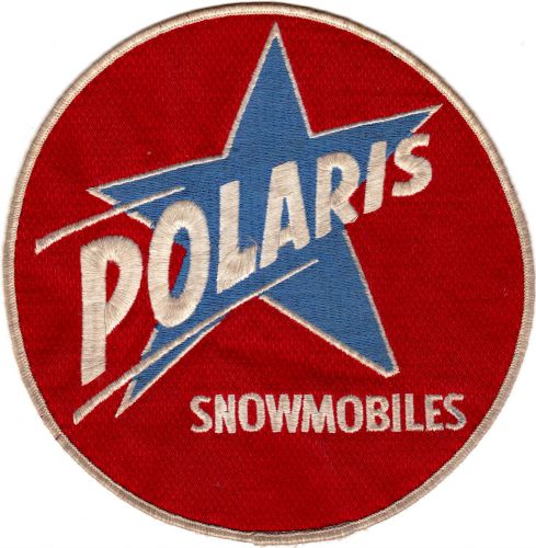 Vintage polaris snowmobile flying star 7 inch  red blue silver color crest
