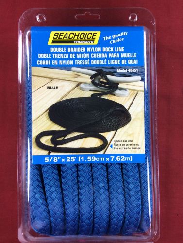 Dock line double braided 5/8&#034; x 25&#039; blue rope seachoice 40451
