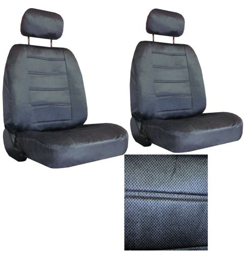 Charcoal grey interwoven weave car 2 seat covers w/ 2 head rests sc-40-119-2