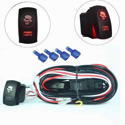 40a wiring harness skull zombie light rocker switch on-off relay fuse truck jeep