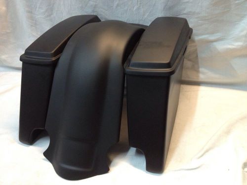 New harley davidson bagger extended stretched saddlebags, lids &amp; fender