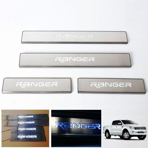 Led blue chrome stainless sill scuff plate fit ford ranger t6 pickup 2012onwards