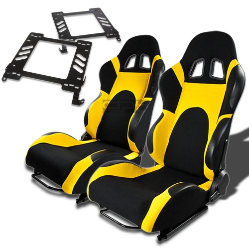 Type-6 racing seat black yellow woven+silder+for 02-07 wrx/sti gd/gg bracket x2