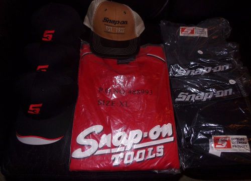 Snap on tools jersey t shirt cap truckers hat lot - all new! size l &amp; xl