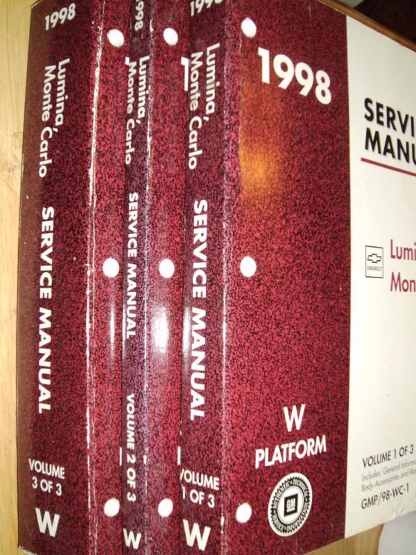 1998 chevrolet lumina monte carlo shop manual set original g.m. books!!