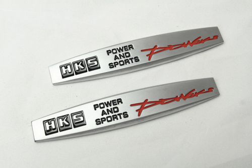 2pcs for hks power metal vip car front side fender silvery sticker badge emblems