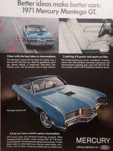 1971 mercury montego gt-ad/picture/print 68 69 70 mustang 351 ford lincoln merc