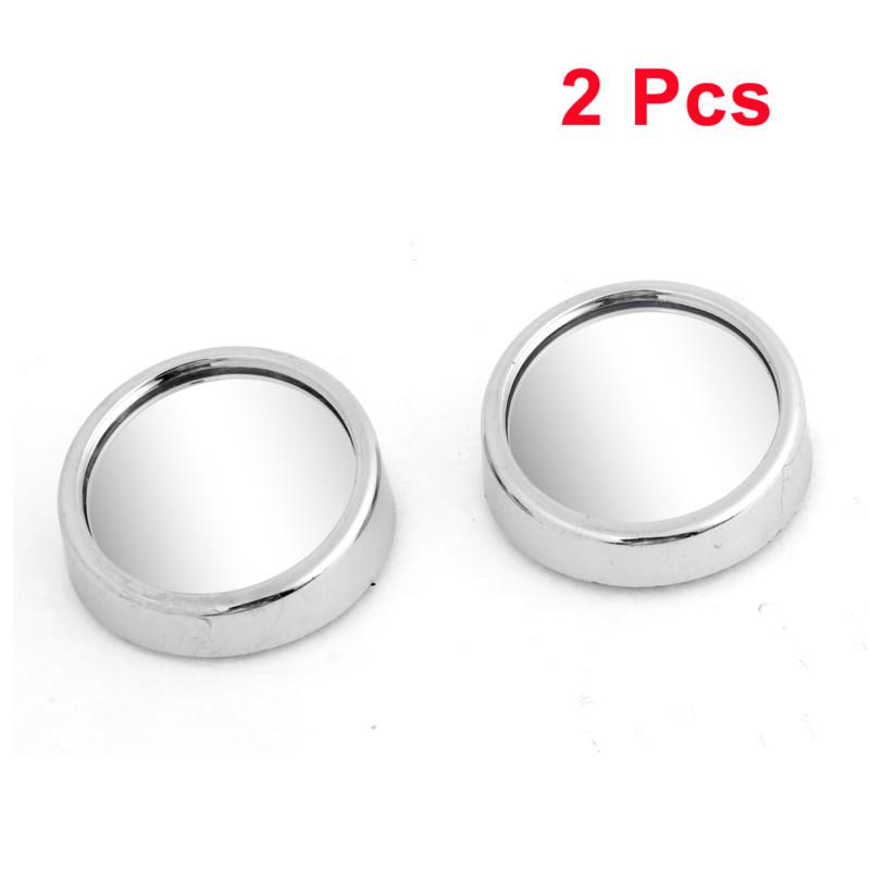 2 pcs 1.6" silver tone round rear view blind spot mirror for auto car