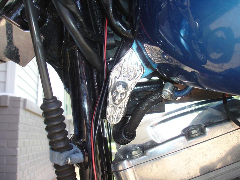 Harley tank lift kit...flaming skull....polished..1 3/4 " lift