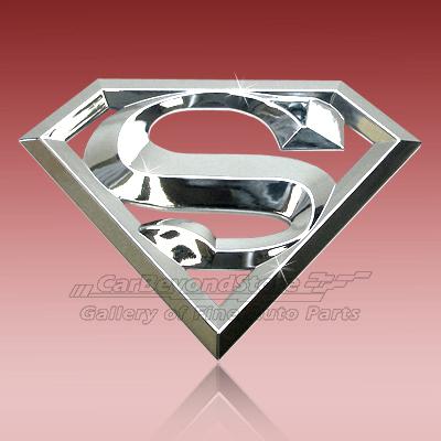 Superman 3d chrome car emblem, abs plastic, licensed, easy install, + free gift