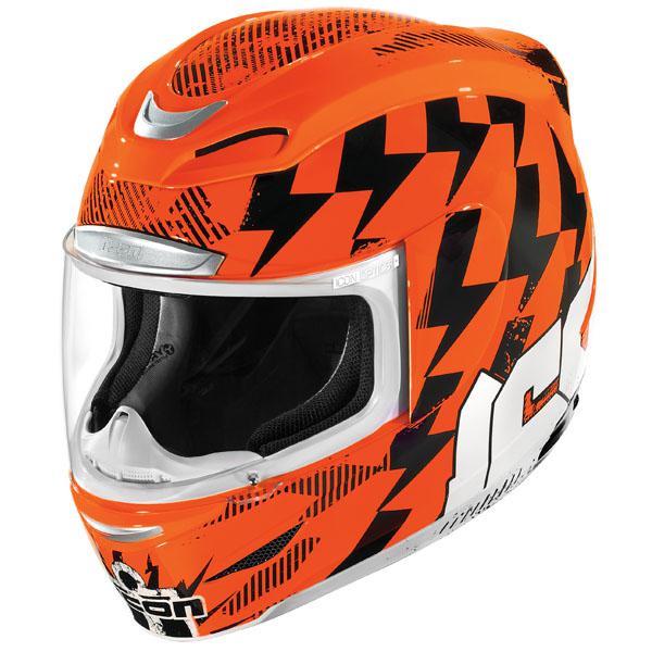 Icon airmada stack hi-viz orange full face motorcycle helmet