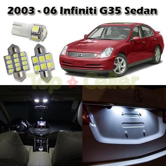 9 x white led lights interior package deal for 2003-2006 infiniti g35 sedan