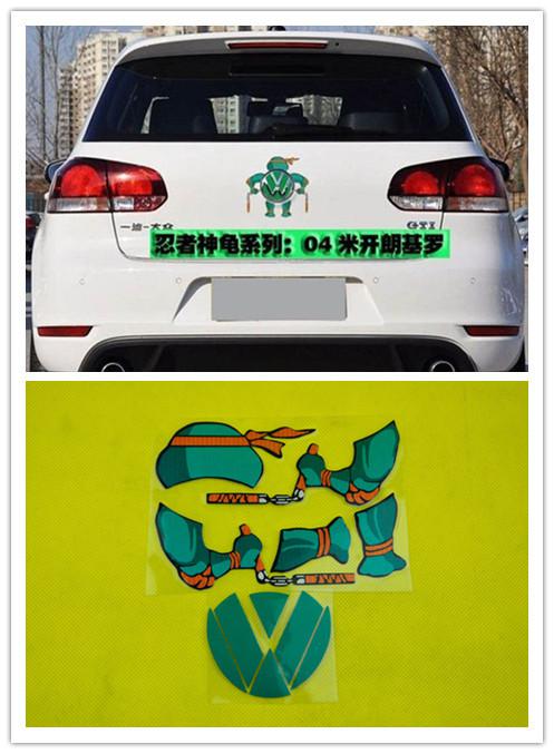 Teenage mutant ninja turtles michelangelo nunchakus badge decal car stickers