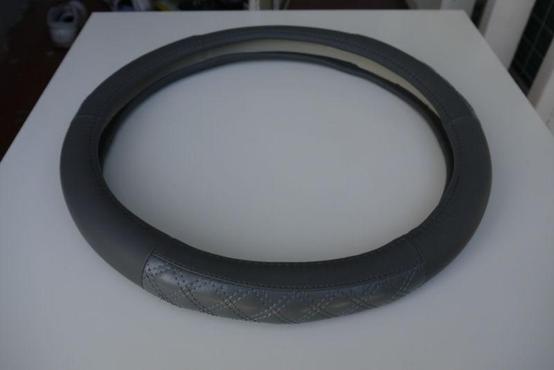 Dodge ford leather wrap steering wheel cover grey car truck circle cool 57007
