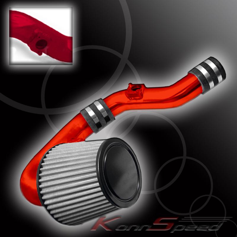02-03 subaru impreza wrx red cold air intake racing system+filter