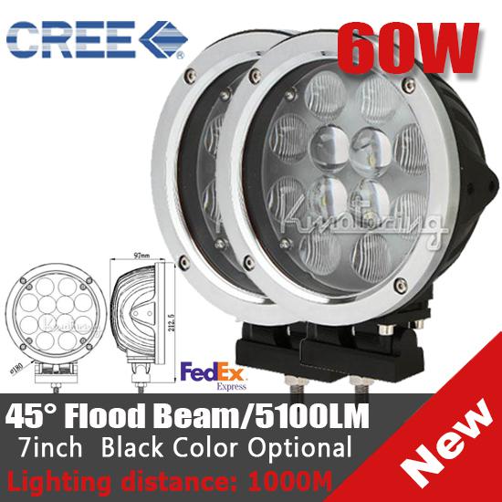 2pcs 60w 7inch cree led driving work light spot/flood offroad wagon replace hid 