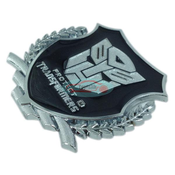 2pcs silver chrome metal rear side emblem badge sticker for transformers car