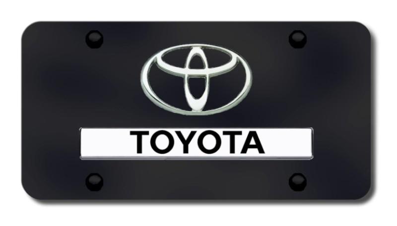 Toyota dual toyota chrome on black license plate made in usa genuine