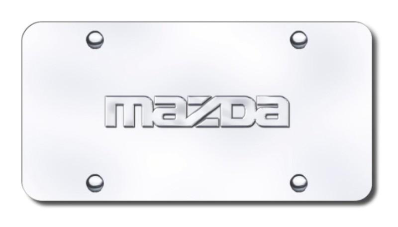 Mazda name chrome on chrome license plate made in usa genuine