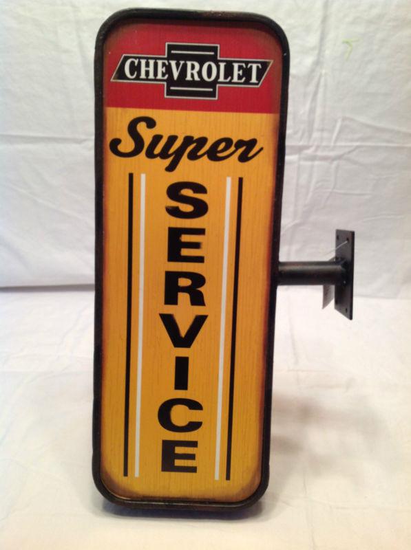 Chevrolet super service "double face" bracket wall mount sign,chevy,garage,
