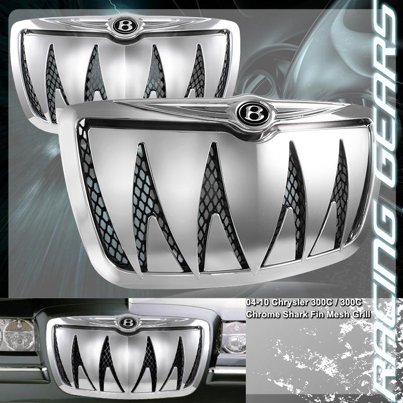 05-10 chrysler 300 300c front chrome shark tooth bumper grille grill + b emblem