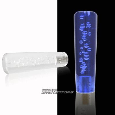 Universal 150mm clear bubble / blue led illuminated screw on stick shift knob