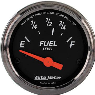 Autometer 1416 designer black electrical fuel level gauge 2 1/16" dia black face