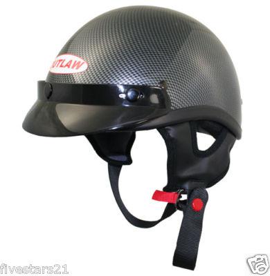 Motorcycle biker half helmet solid carbon d.o.t. new xl