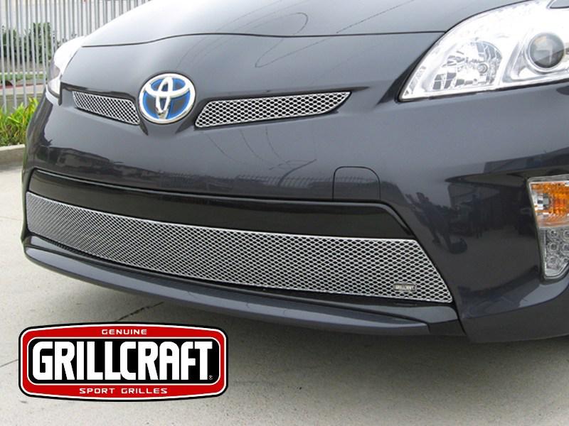 2012-2013 toyota prius grillcraft upper & lower silver 3pc grille set mx grills