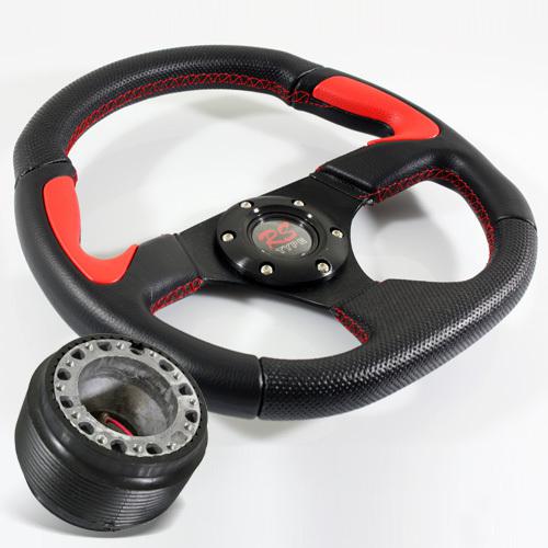 89-98 vw golf mk3 racing sport steering wheel red/black pvc leather/hub adapter