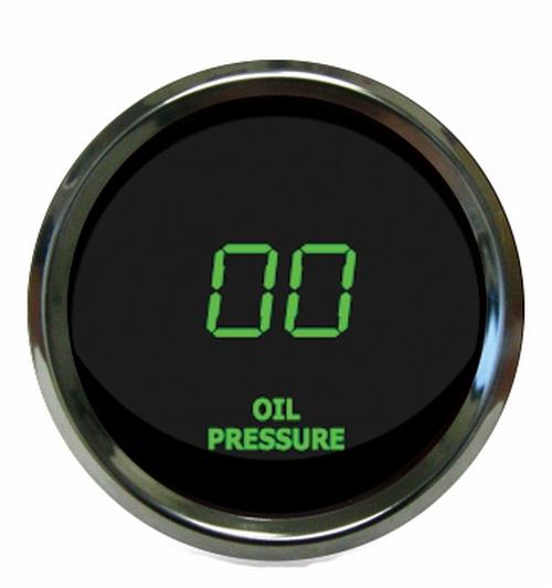 Digital oil pressure gauge green / chrome bezel intellitronix ms9114-g usa made