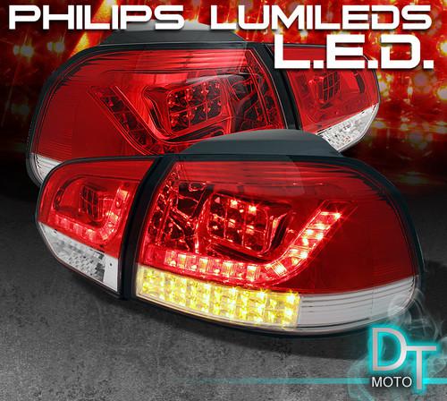 10-13 vw golf gti mk6 philips-led perform red clear tail lights w/led signal