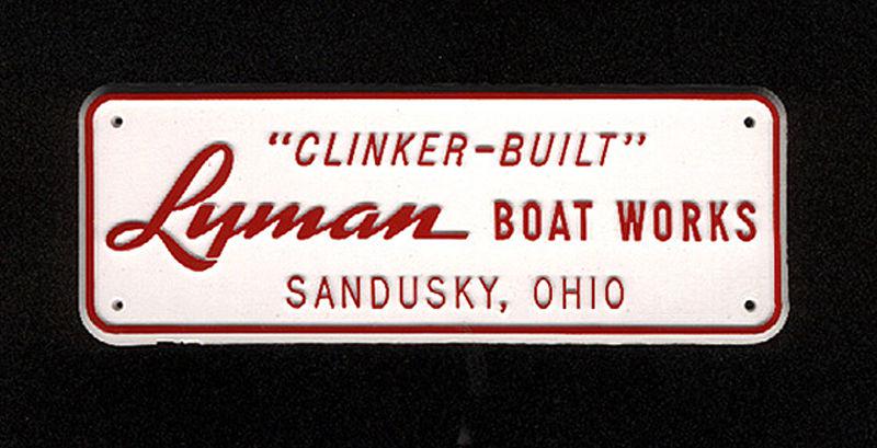 Lyman boat "clinker-built" builders plaque-brand new