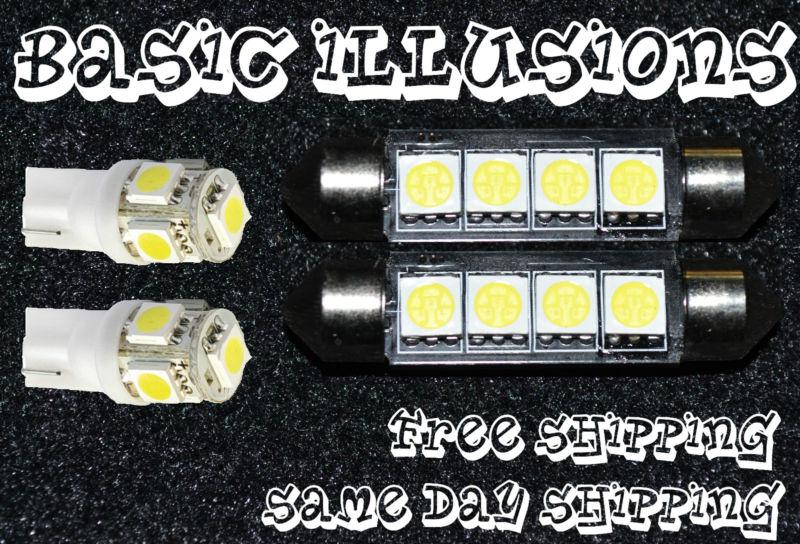 Cool white 2x 211 4smd dome map light + 2x 194 5led license plate courtesy bulb