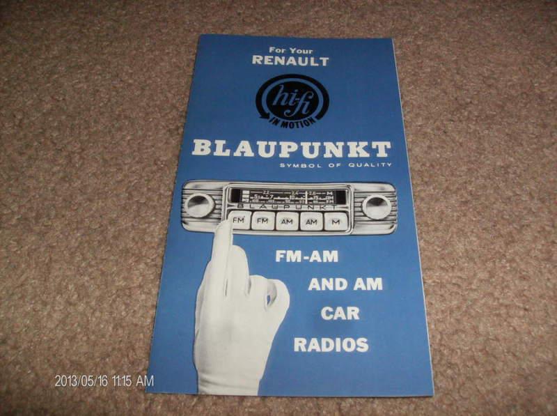 Blaupunkt for your renault brochure- 1959  rare find! htf