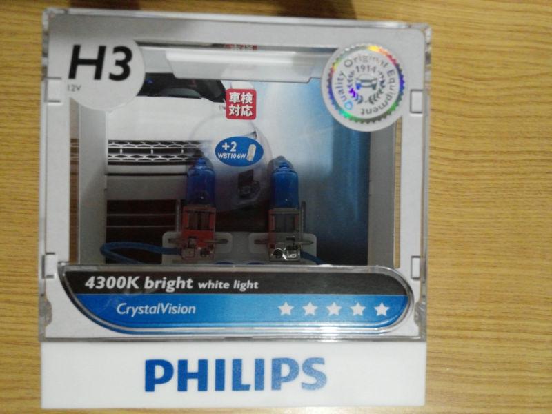 New ver. philips h3 4300k crystal vision bright white light+wbt10 inside box