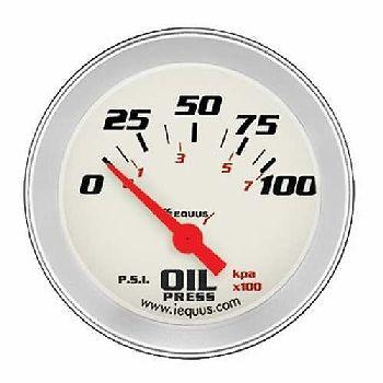 2 inch electrical oil pressure gauge kit white / aluminum bezel equus 8264 new