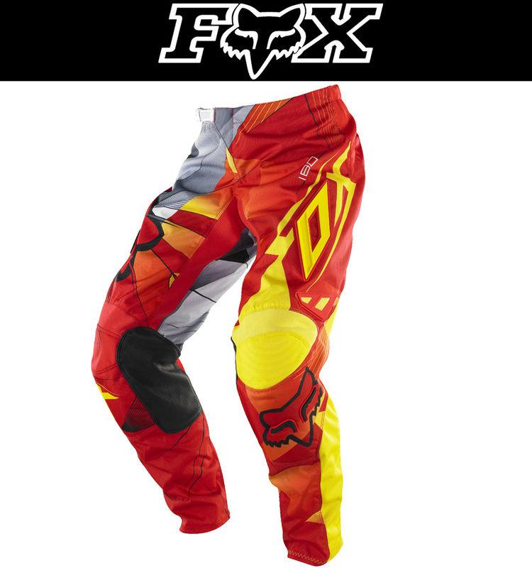 Fox racing 180 youth radeon red yellow sizes 22-28 dirt bike pants motocross mx