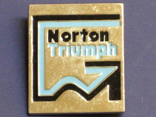 Norton triumph lapel pin square badge chrome blue black