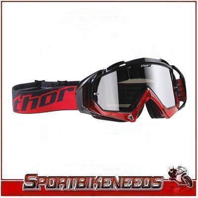 Thor hero black transparent red motocross goggles new 